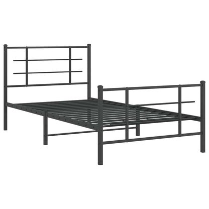 Giroletto con Testiera e Pediera Metallo Nero 107x203 cm | homemem39