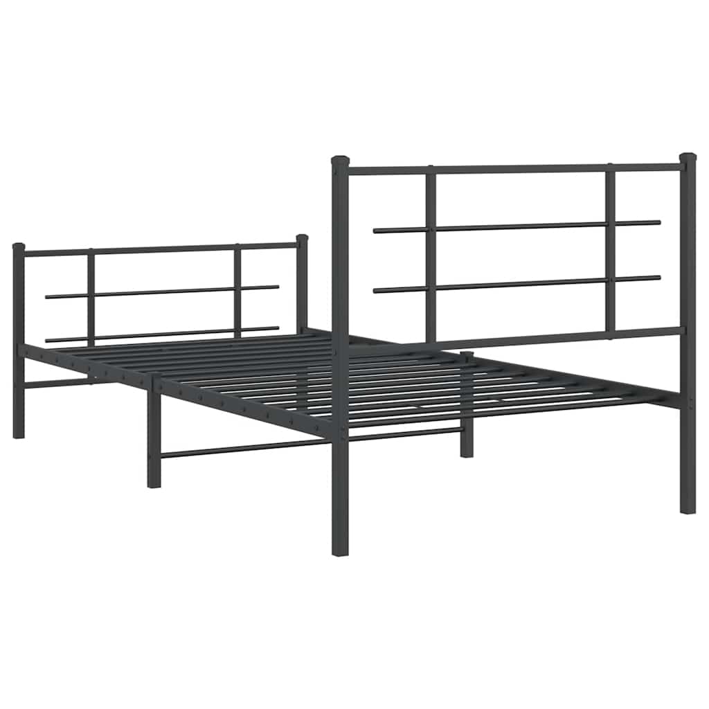 Giroletto con Testiera e Pediera Metallo Nero 107x203 cm | homemem39