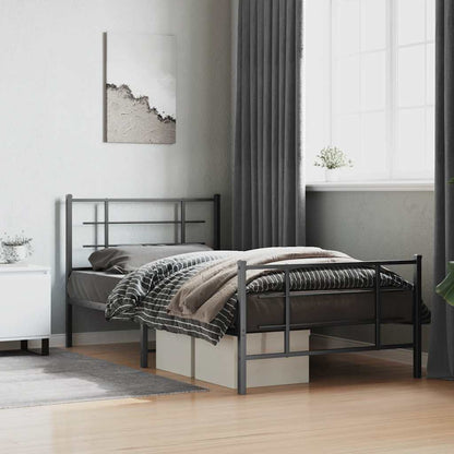 Giroletto con Testiera e Pediera Metallo Nero 107x203 cm | homemem39
