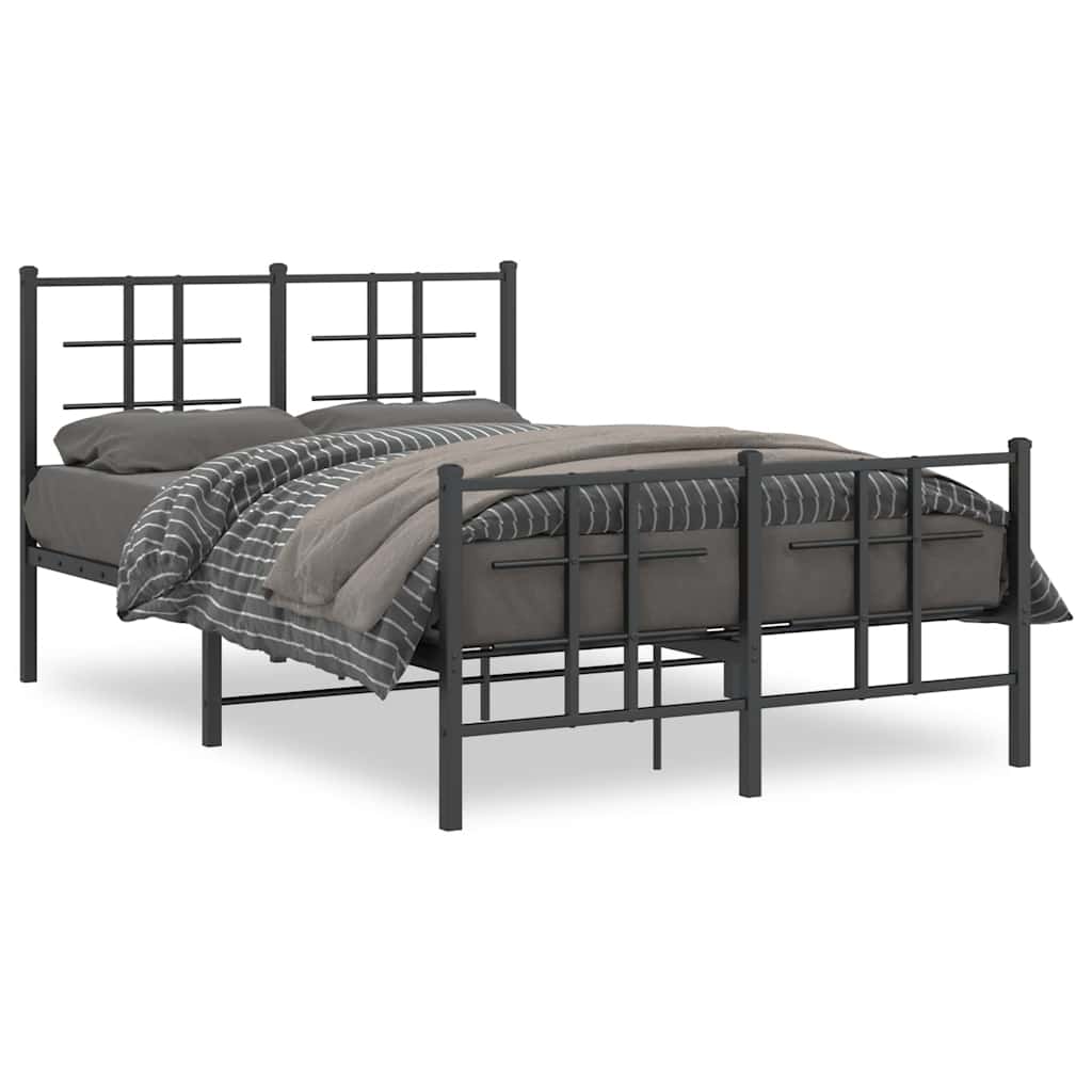Giroletto con Testiera e Pediera Metallo Nero 120x190 cm | homemem39