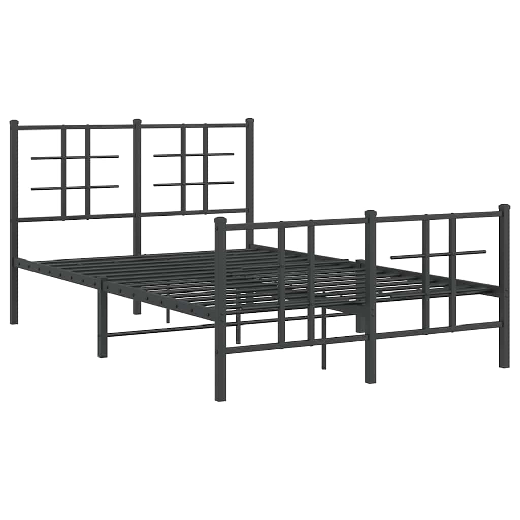 Giroletto con Testiera e Pediera Metallo Nero 120x190 cm | homemem39