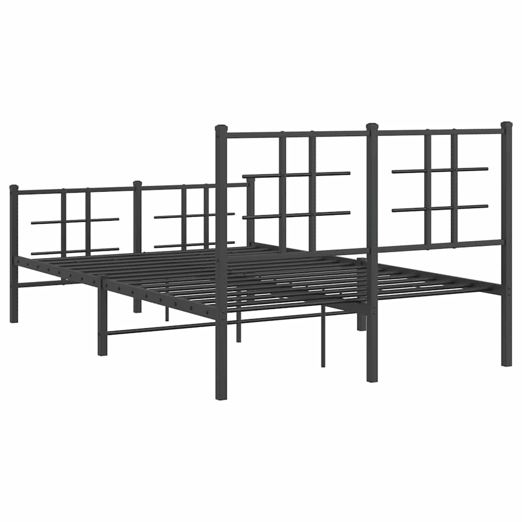 Giroletto con Testiera e Pediera Metallo Nero 120x190 cm | homemem39