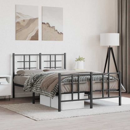 Giroletto con Testiera e Pediera Metallo Nero 120x190 cm | homemem39