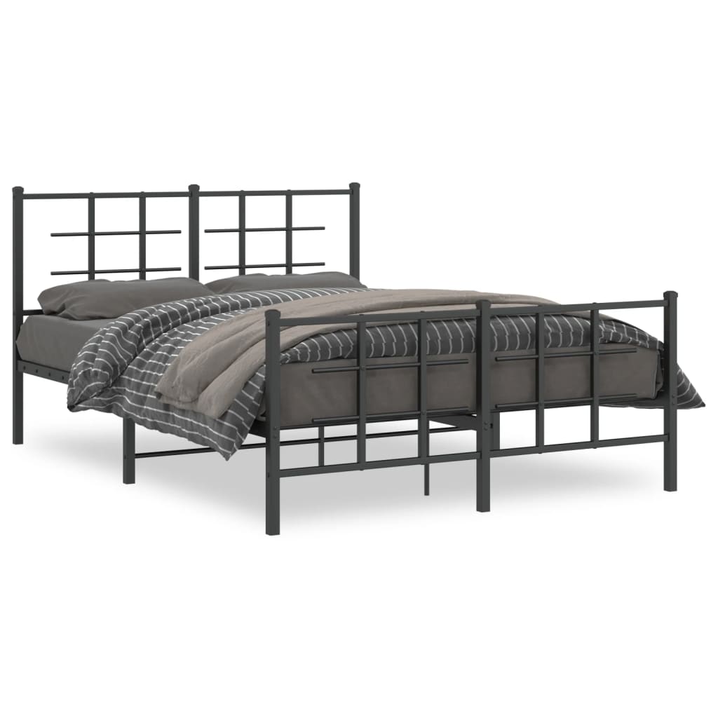 Giroletto con Testiera e Pediera Metallo Nero 135x190 cm | homemem39