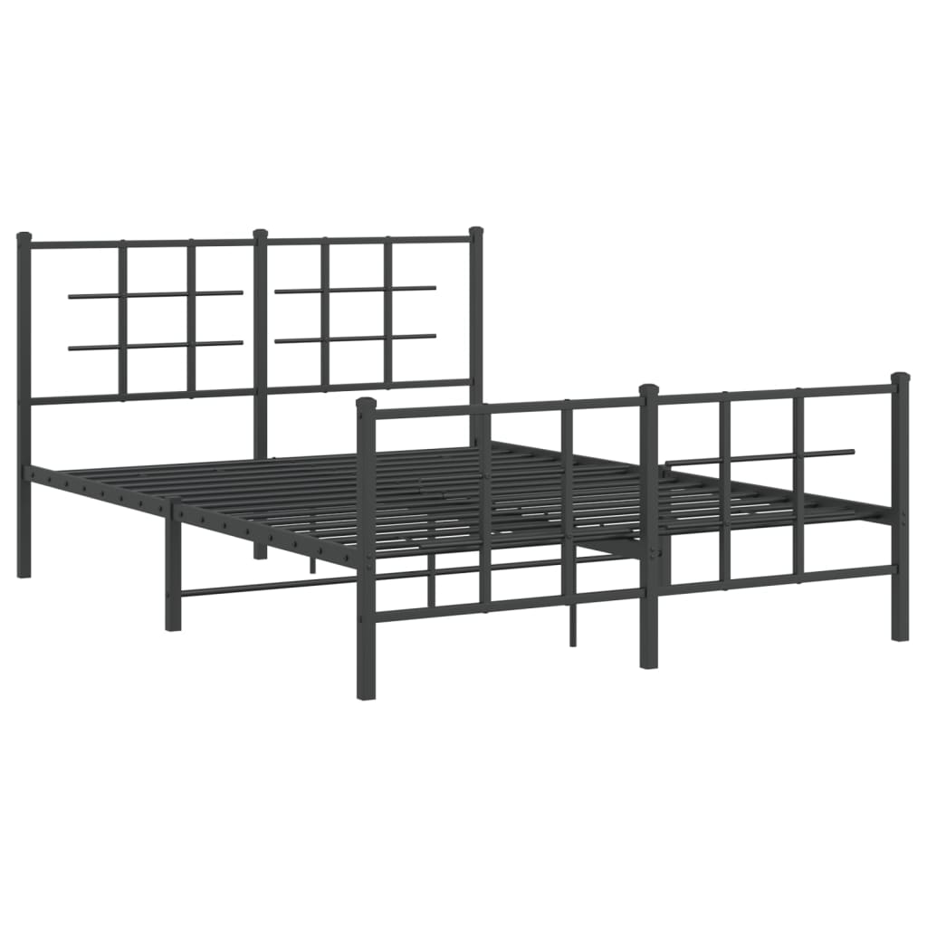 Giroletto con Testiera e Pediera Metallo Nero 135x190 cm | homemem39