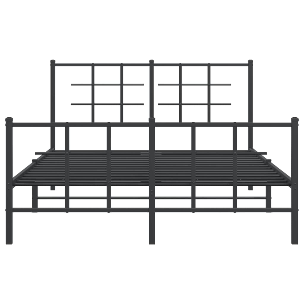 Giroletto con Testiera e Pediera Metallo Nero 135x190 cm | homemem39