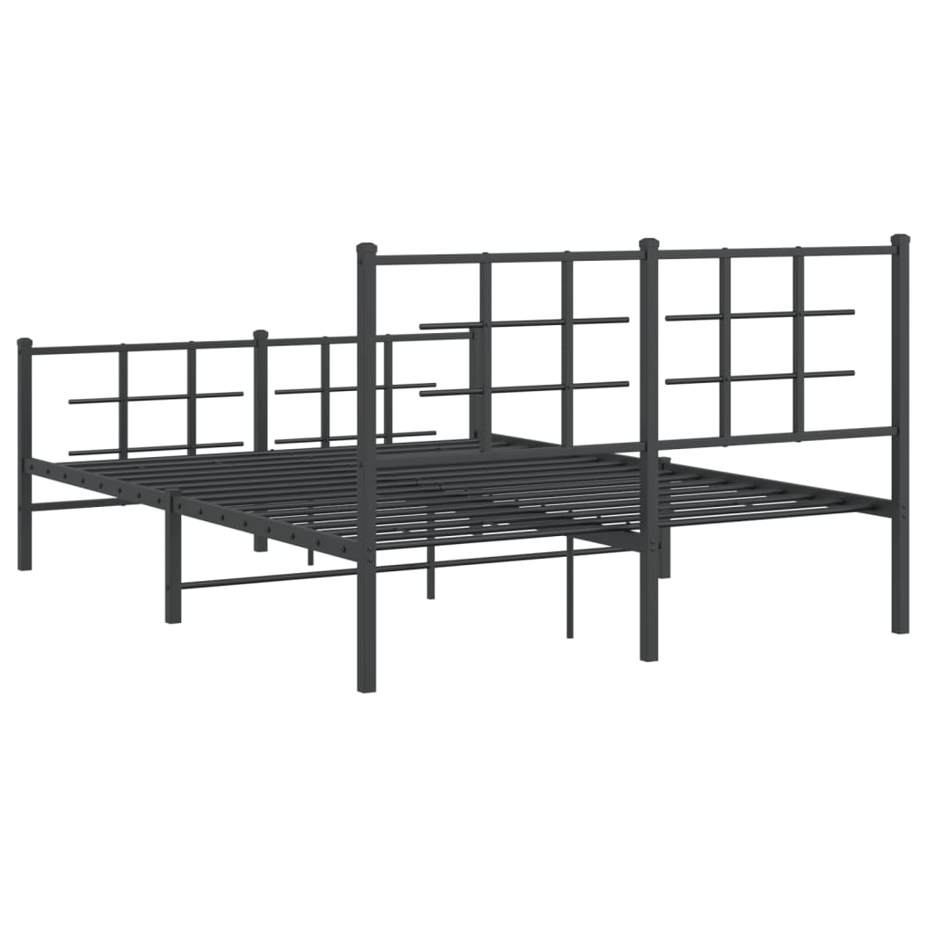 Giroletto con Testiera e Pediera Metallo Nero 135x190 cm | homemem39
