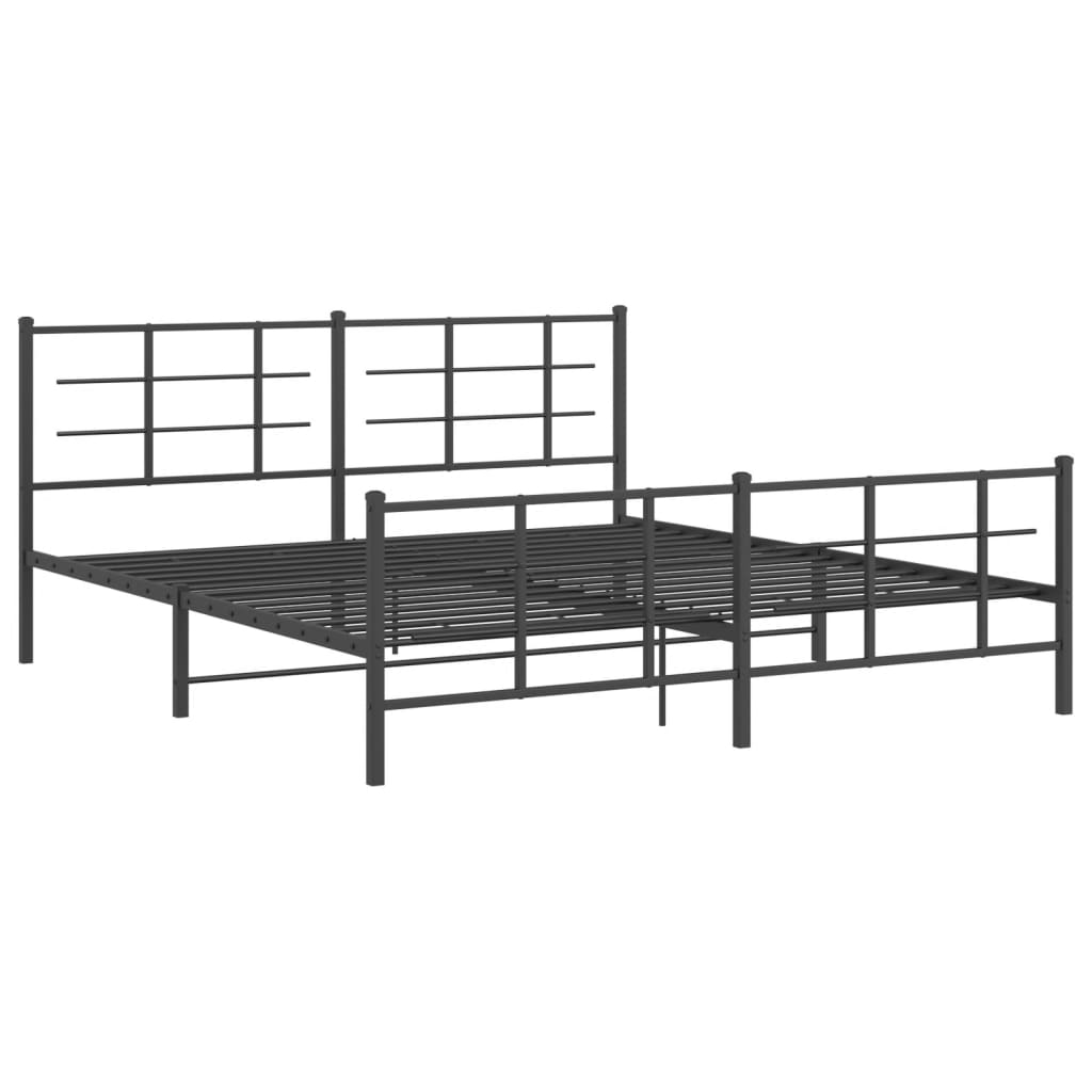 Giroletto con Testiera e Pediera Metallo Nero 183x213 cm | homemem39