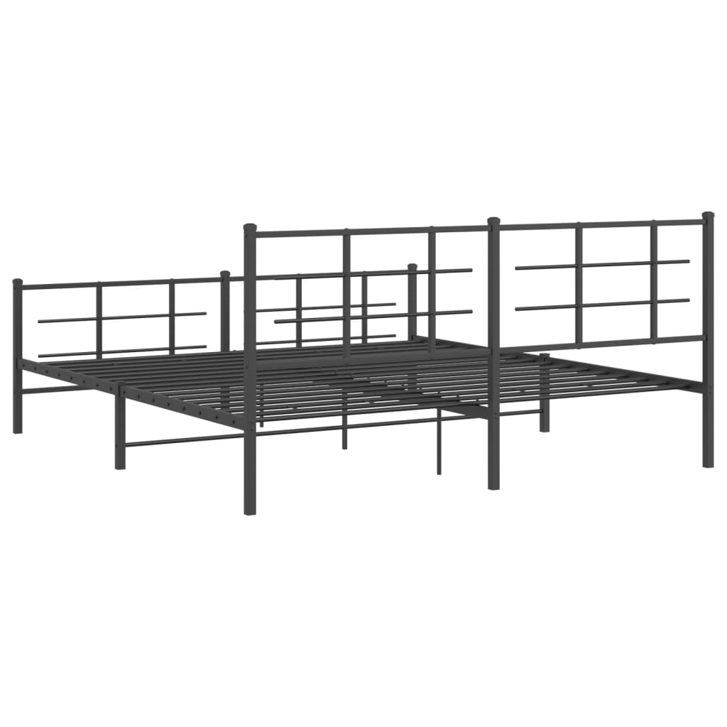 Giroletto con Testiera e Pediera Metallo Nero 183x213 cm | homemem39