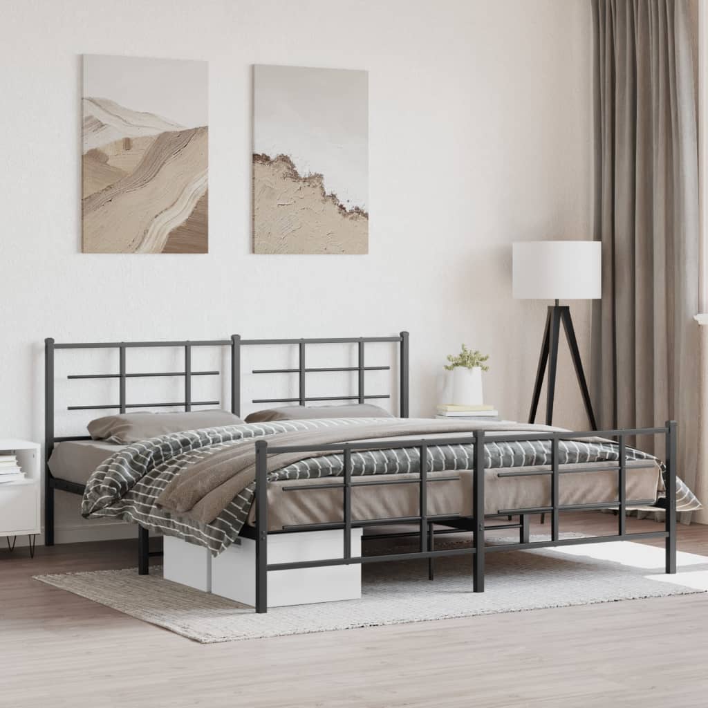 Giroletto con Testiera e Pediera Metallo Nero 183x213 cm | homemem39