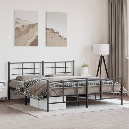 Giroletto con Testiera e Pediera Metallo Nero 183x213 cm | homemem39