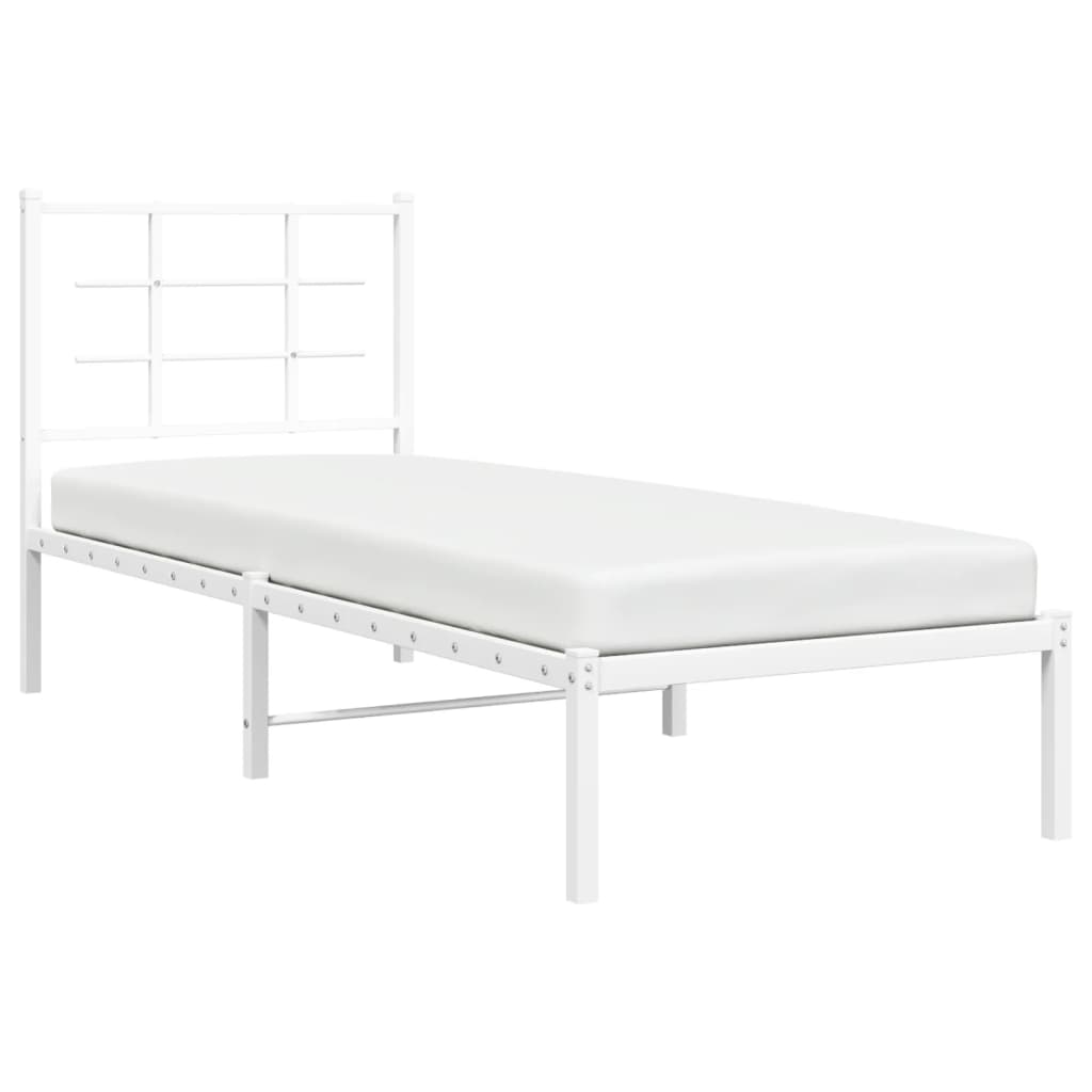 Giroletto senza Materaso con Testiera Metallo Bianco 75x190 cm