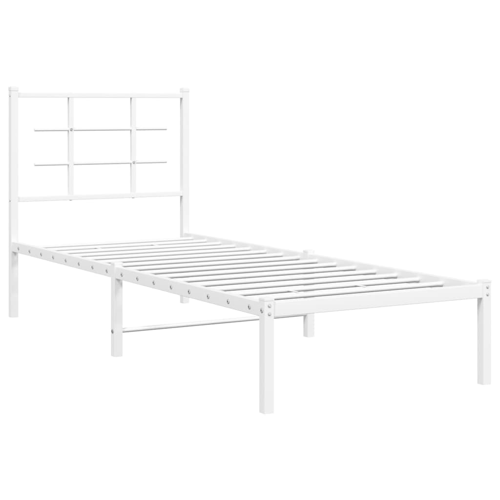 Giroletto con Testiera Metallo Bianco 80x200 cm