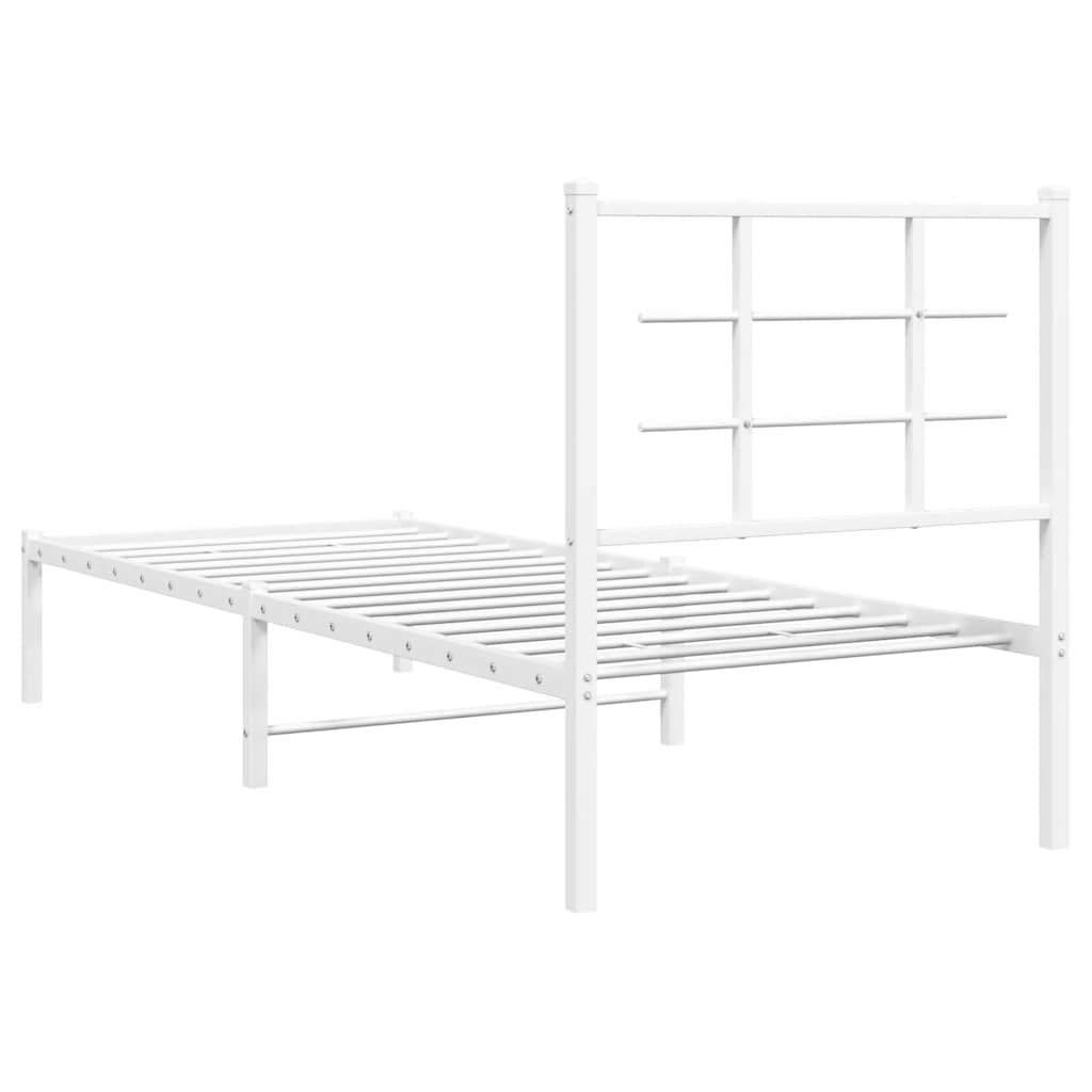 Giroletto con Testiera Metallo Bianco 80x200 cm