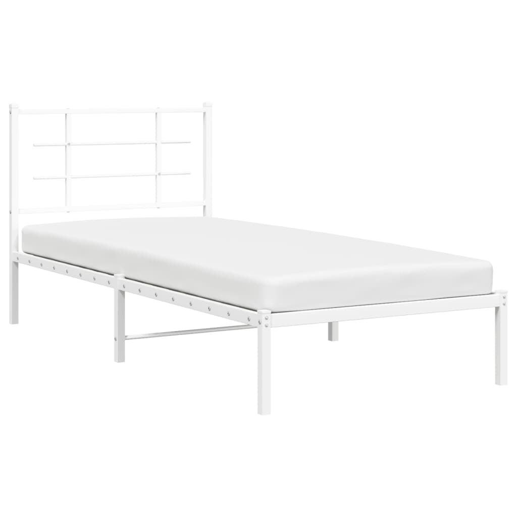 Giroletto con Testiera Metallo Bianco 90x190 cm