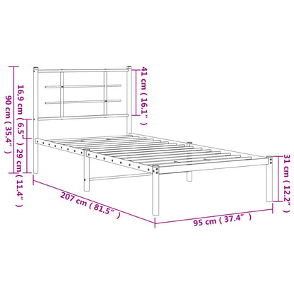 Giroletto con Testiera Metallo Bianco 90x200 cm | homemem39