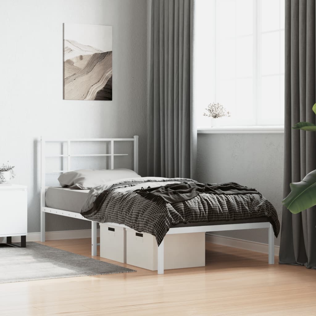 Giroletto con Testiera Metallo Bianco 90x200 cm | homemem39