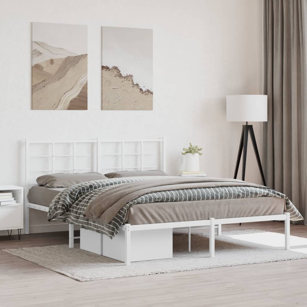 Giroletto con Testiera Metallo Bianco 150x200 cm | homemem39