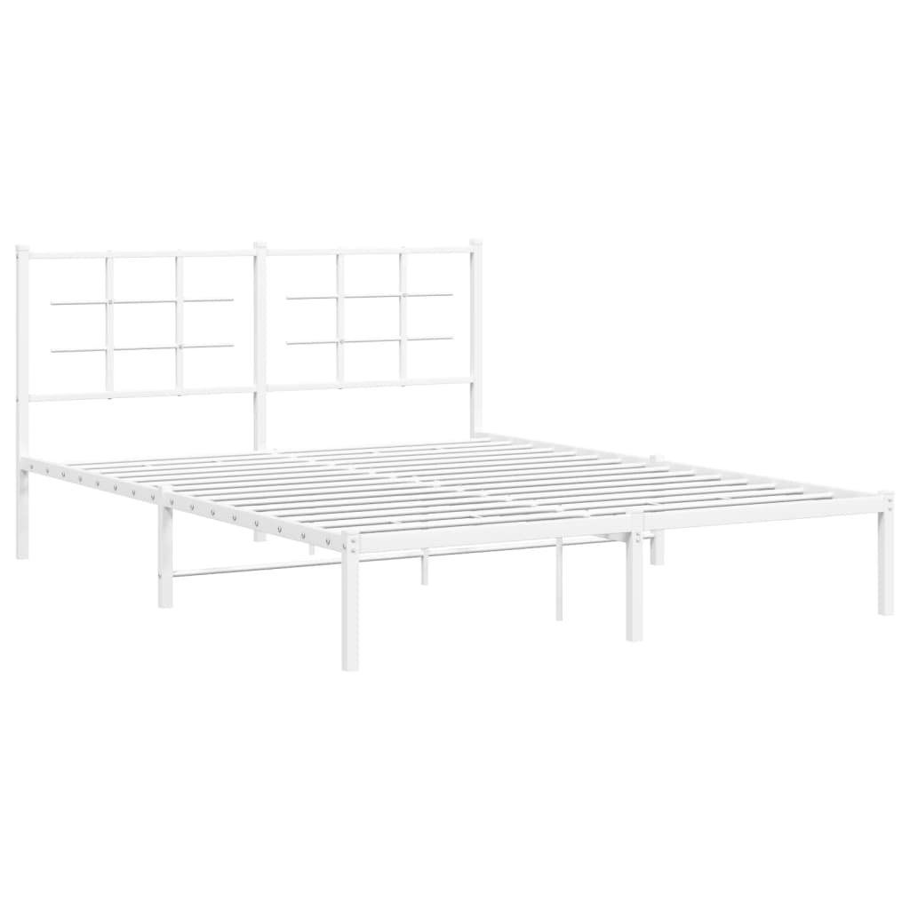 Giroletto con Testiera Metallo Bianco 160x200 cm | homemem39