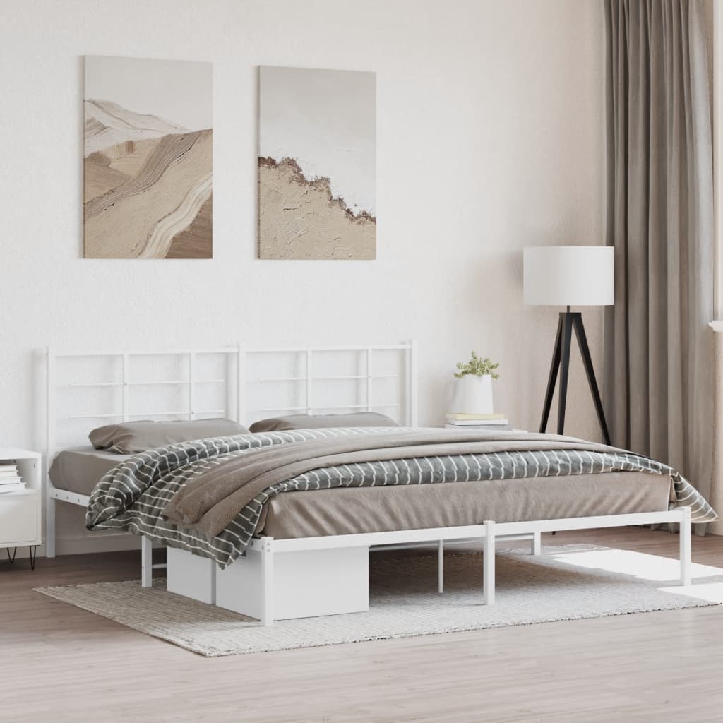 Giroletto con Testiera Metallo Bianco 180x200 cm | homemem39