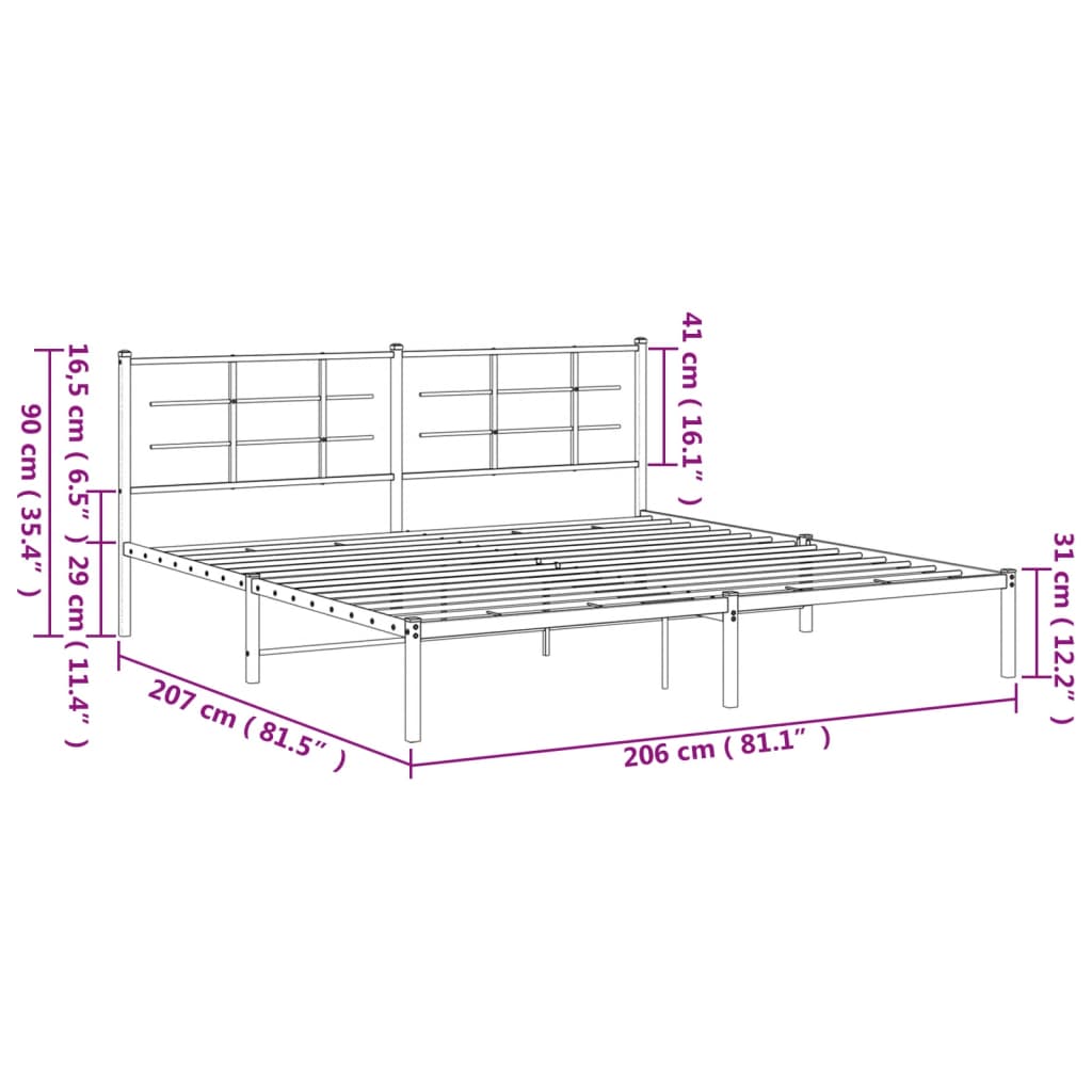 Giroletto con Testiera Metallo Bianco 200x200 cm | homemem39