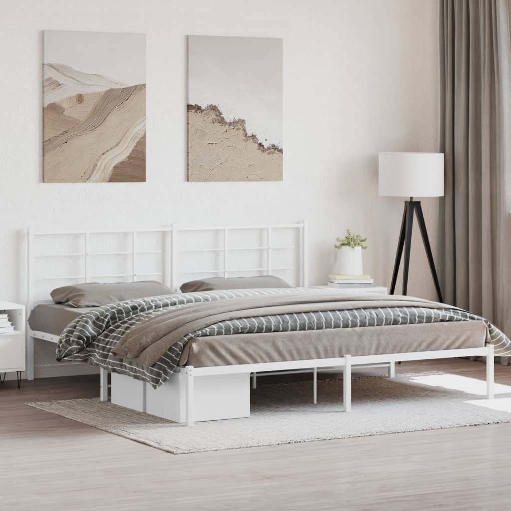 Giroletto con Testiera Metallo Bianco 200x200 cm | homemem39