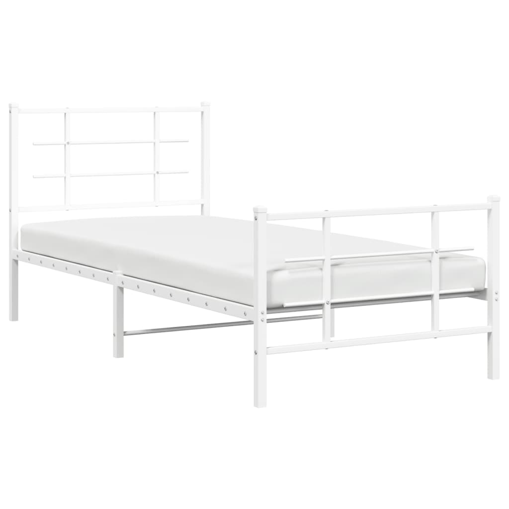 Giroletto con Testiera e Pediera Metallo Bianco 90x190 cm