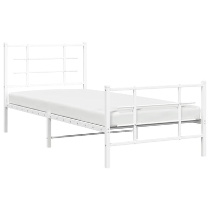 Giroletto con Testiera e Pediera Metallo Bianco 90x190 cm