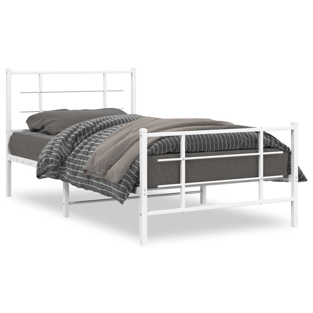 Giroletto con Testiera e Pediera Metallo Bianco 100x200 cm | homemem39