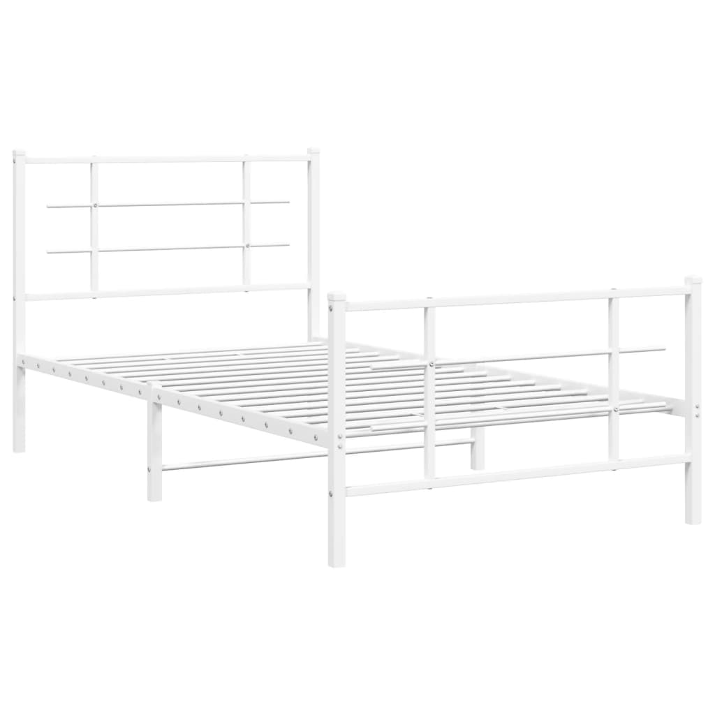Giroletto con Testiera e Pediera Metallo Bianco 100x200 cm | homemem39
