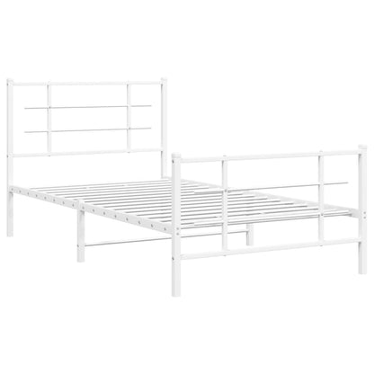 Giroletto con Testiera e Pediera Metallo Bianco 100x200 cm | homemem39