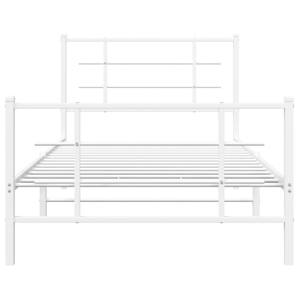 Giroletto con Testiera e Pediera Metallo Bianco 100x200 cm | homemem39