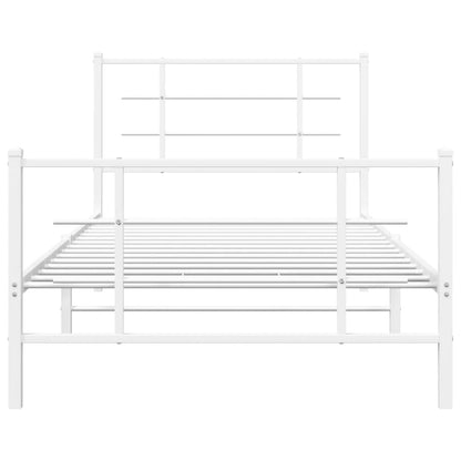 Giroletto con Testiera e Pediera Metallo Bianco 100x200 cm | homemem39