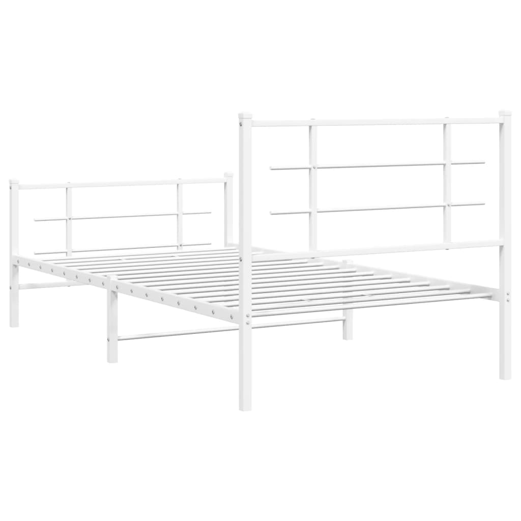 Giroletto con Testiera e Pediera Metallo Bianco 100x200 cm | homemem39