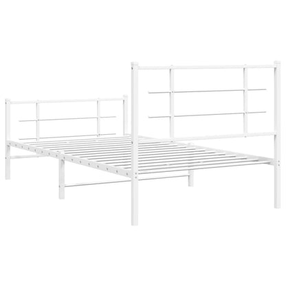 Giroletto con Testiera e Pediera Metallo Bianco 100x200 cm | homemem39
