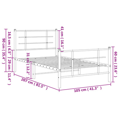Giroletto con Testiera e Pediera Metallo Bianco 100x200 cm | homemem39