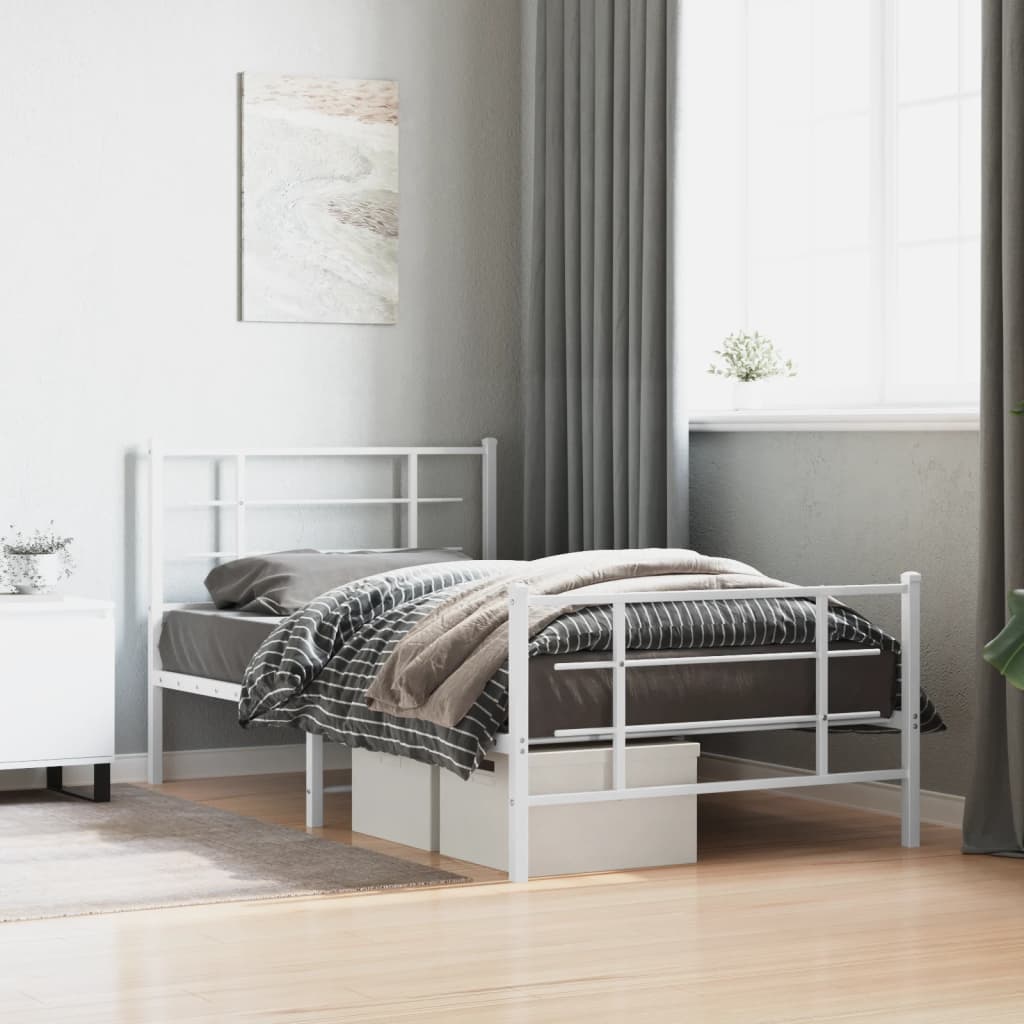 Giroletto con Testiera e Pediera Metallo Bianco 100x200 cm | homemem39