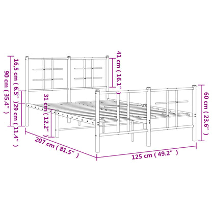 Giroletto con Testiera e Pediera Metallo Bianco 120x200 cm | homemem39