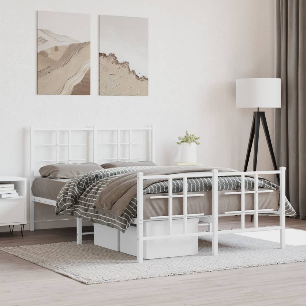 Giroletto con Testiera e Pediera Metallo Bianco 120x200 cm | homemem39