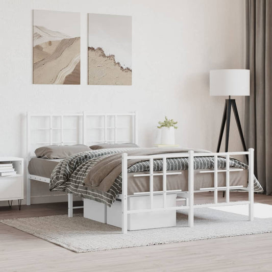 Giroletto con Testiera e Pediera Metallo Bianco 120x200 cm | homemem39