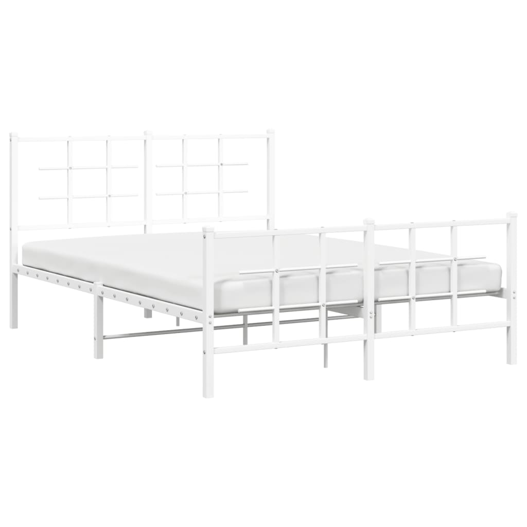 Giroletto con Testiera e Pediera Metallo Bianco 140x200 cm