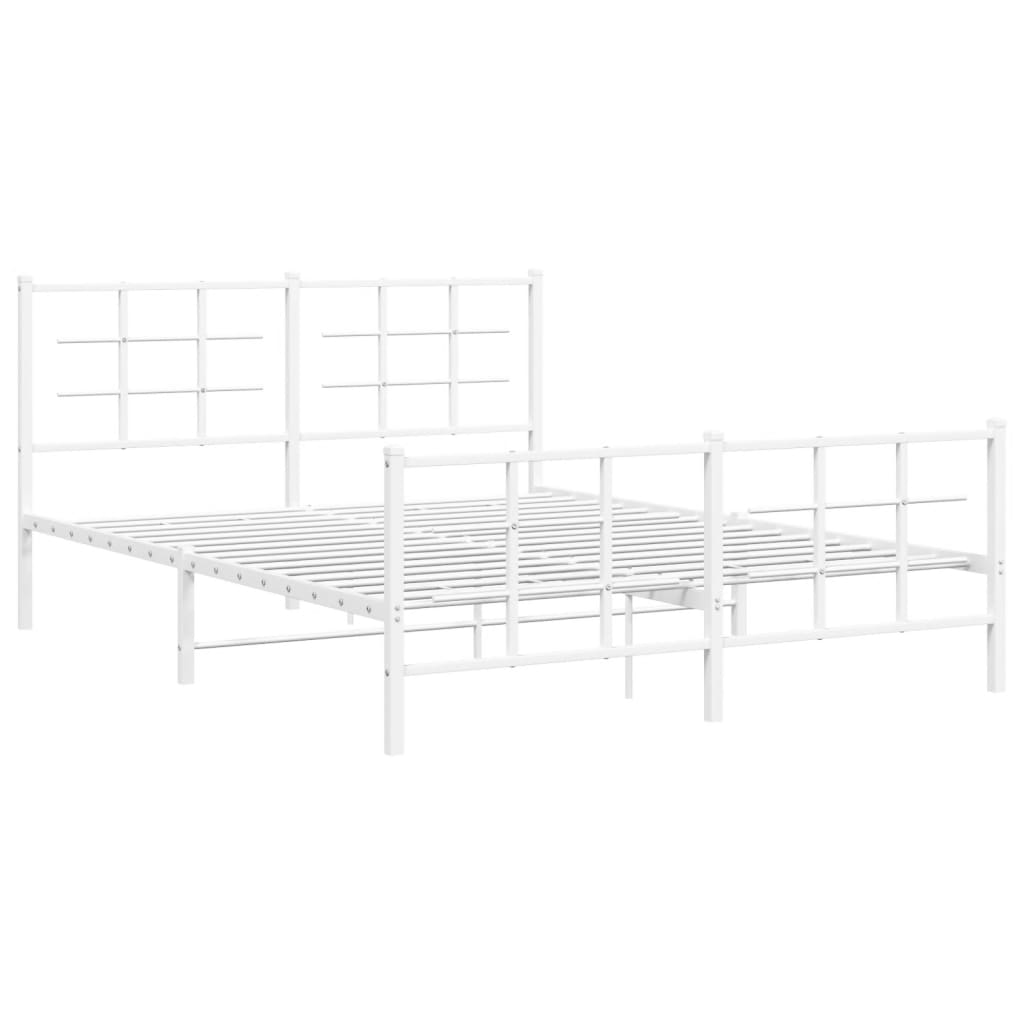 Giroletto con Testiera e Pediera Metallo Bianco 150x200 cm