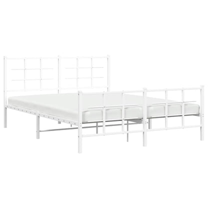 Giroletto con Testiera e Pediera Metallo Bianco 150x200 cm