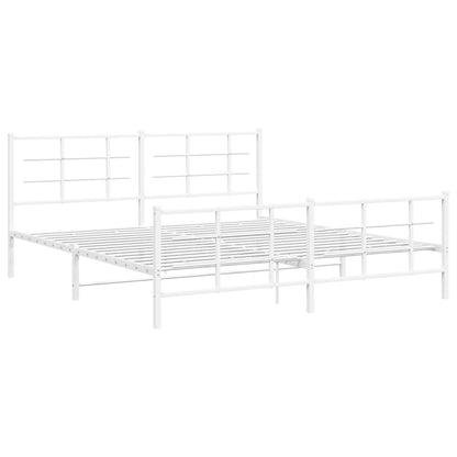 Giroletto con Testiera e Pediera Metallo Bianco 183x213 cm | homemem39