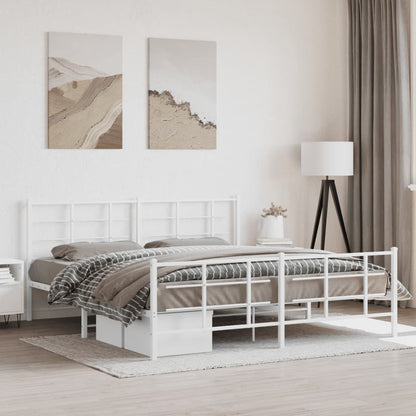 Giroletto con Testiera e Pediera Metallo Bianco 183x213 cm | homemem39