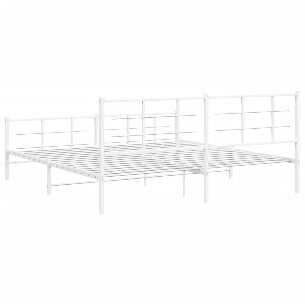 Giroletto con Testiera e Pediera Metallo Bianco 193x203 cm