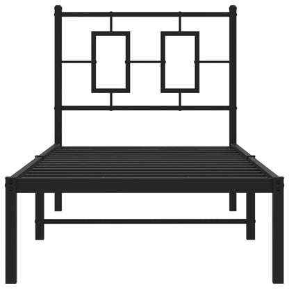 Giroletto con Testiera in Metallo Nero 80x200 cm
