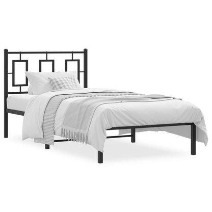 Giroletto con Testiera in Metallo Nero 90x190 cm | homemem39
