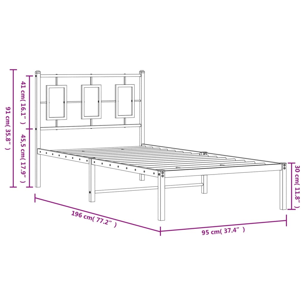 Giroletto con Testiera in Metallo Nero 90x190 cm | homemem39