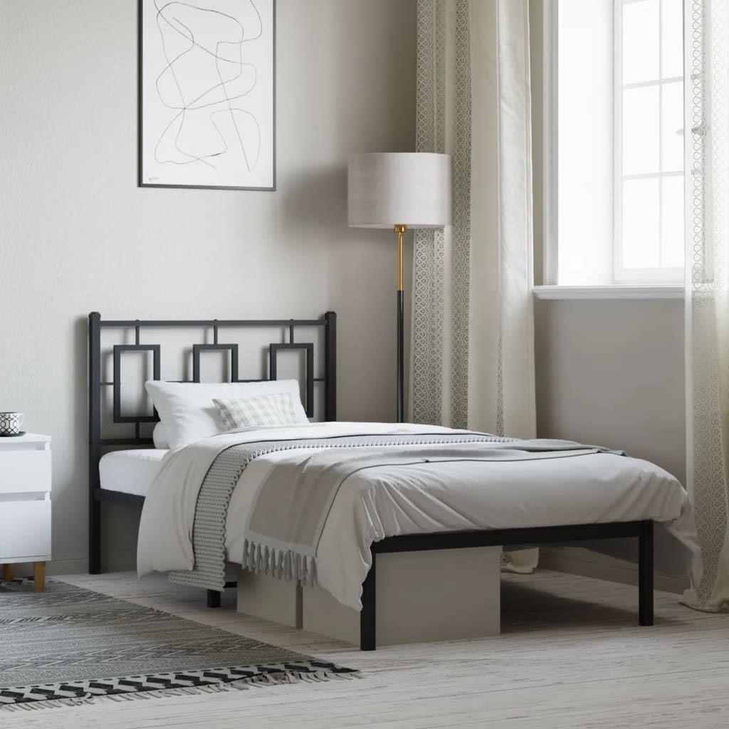 Giroletto con Testiera in Metallo Nero 90x200 cm - homemem39